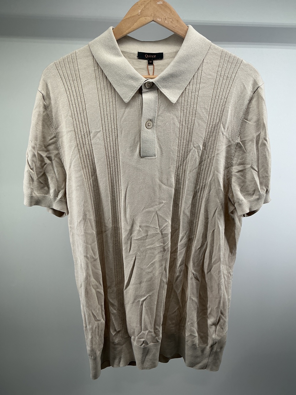 Cotton-Silk Ribbed Short Sleeve Sweater Polo